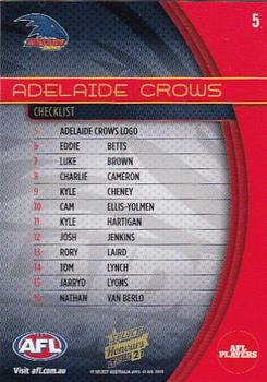 2015 Select AFL Honours Series 2 #5 Adelaide Crows Back